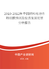 2010-2012年中國燃料電池市場規模預測及投資發展前景分析報告
