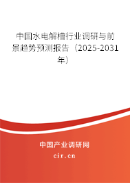 中國水電解槽行業調研與前景趨勢預測報告（2025-2031年）