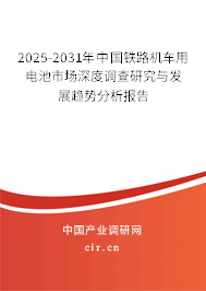2025-2031年中國鐵路機車用電池市場深度調查研究與發展趨勢分析報告