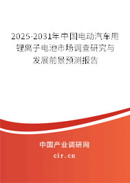2025-2031年中國電動汽車用鋰離子電池市場調查研究與發展前景預測報告