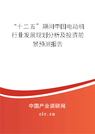 “十二五”期間中國電動機行業發展規劃分析及投資前景預測報告