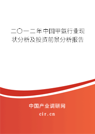 二〇一二年中國甲氨行業現狀分析及投資前景分析報告