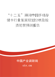 “十二五”期間中國手機存儲卡行業發展規劃分析及投資前景預測報告