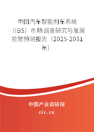 中國汽車智能剎車系統（IBS）市場調查研究與發展前景預測報告（2025-2031年）