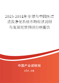 2025-2031年全球與中國水過濾及凈化系統市場現狀調研與發展前景預測分析報告