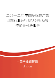 二〇一二年中國多媒體廣告網站行業運行現狀分析及投資前景分析報告