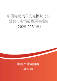 中國電動汽車充電模塊行業研究與市場前景預測報告（2025-2031年）