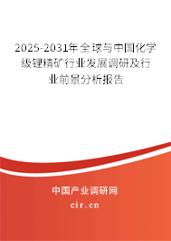 2025-2031年全球與中國化學級鋰精礦行業發展調研及行業前景分析報告