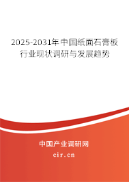 2025-2031年中國紙面石膏板行業現狀調研與發展趨勢