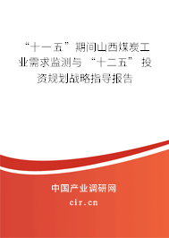 “十一五”期間山西煤炭工業需求監測與 “十二五” 投資規劃戰略指導報告
