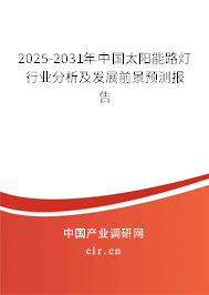 2025-2031年中國太陽能路燈行業分析及發展前景預測報告
