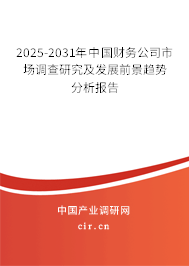 2025-2031年中國財務公司市場調查研究及發展前景趨勢分析報告