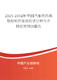 2025-2031年中國汽車用丙烯酸膠粘劑發展現狀分析與市場前景預測報告