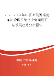 2025-2031年中國新能源乘用車熱管理系統行業全面調研與發展趨勢分析報告