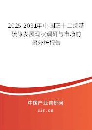 2025-2031年中國正十二烷基硫醇發展現狀調研與市場前景分析報告