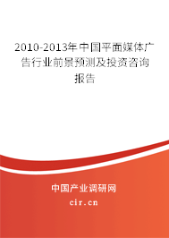 2010-2013年中國平面媒體廣告行業前景預測及投資咨詢報告