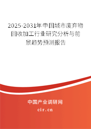 2025-2031年中國城市廢棄物回收加工行業研究分析與前景趨勢預測報告