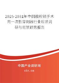 2025-2031年中國腹腔鏡手術(shù)用一次性穿刺器行業(yè)現(xiàn)狀調(diào)研與前景趨勢報告