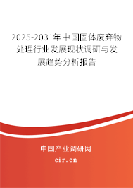 2025-2031年中國固體廢棄物處理行業發展現狀調研與發展趨勢分析報告