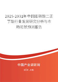 2025-2031年中國亞磷酸二正丁酯行業發展研究分析與市場前景預測報告