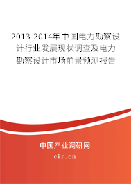 2013-2014年中國電力勘察設計行業發展現狀調查及電力勘察設計市場前景預測報告