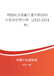 中國電子級氟行業市場調研與發展前景分析（2025-2031年）