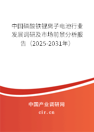 中國磷酸鐵鋰離子電池行業發展調研及市場前景分析報告（2025-2031年）