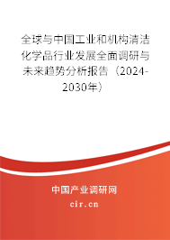 全球與中國工業和機構清潔化學品行業發展全面調研與未來趨勢分析報告（2024-2030年）