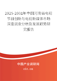 2025-2031年中國河南省電視節目創新與電視新媒體市場深度調查分析及發展趨勢研究報告