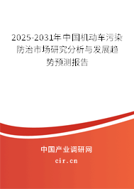 2025-2031年中國機動車污染防治市場研究分析與發展趨勢預測報告