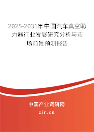 2025-2031年中國汽車真空助力器行業發展研究分析與市場前景預測報告