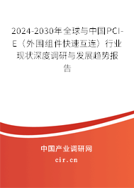 2024-2030年全球與中國PCI-E（外圍組件快速互連）行業現狀深度調研與發展趨勢報告