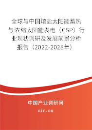 全球與中國熔鹽太陽能蓄熱與濃縮太陽能發電（CSP）行業現狀調研及發展前景分析報告（2022-2028年）