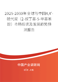 2025-2030年全球與中國4,4'-硫代雙（2-叔丁基-5-甲基苯酚）市場現狀及發展趨勢預測報告