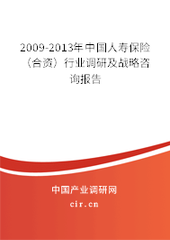 2009-2013年中國人壽保險（合資）行業調研及戰略咨詢報告