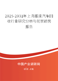 2025-2031年上海報廢汽車回收行業研究分析與前景趨勢報告