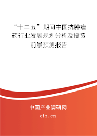 “十二五”期間中國抗腫瘤藥行業(yè)發(fā)展規(guī)劃分析及投資前景預(yù)測報(bào)告