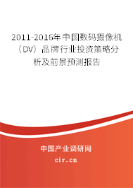 2011-2016年中國數碼攝像機（DV）品牌行業投資策略分析及前景預測報告