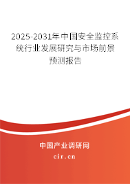 2025-2031年中國安全監控系統行業發展研究與市場前景預測報告