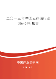 二〇一三年中國云存儲行業調研分析報告