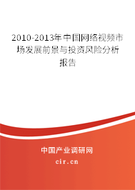 2010-2013年中國網絡視頻市場發展前景與投資風險分析報告