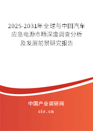 2025-2031年全球與中國汽車應急電源市場深度調查分析及發展前景研究報告