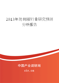2013年防刺服行業研究預測分析報告