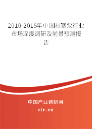 2010-2015年中國柱塞泵行業(yè)市場深度調(diào)研及前景預(yù)測(cè)報(bào)告