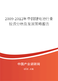2009-2012年中國鋰電池行業投資分析及發展策略報告