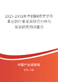 2025-2031年中國網絡文學商業運營行業發展研究分析與發展趨勢預測報告