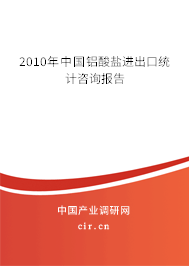 2010年中國鋁酸鹽進出口統計咨詢報告