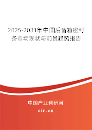 2025-2031年中國后備箱密封條市場現狀與前景趨勢報告