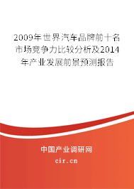 2009年世界汽車品牌前十名市場競爭力比較分析及2014年產業發展前景預測報告