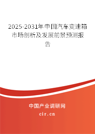 2025-2031年中國汽車變速箱市場剖析及發展前景預測報告